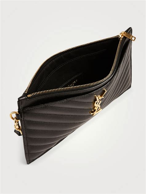 ysl patent leather black clutch|saint laurent monogram leather clutch.